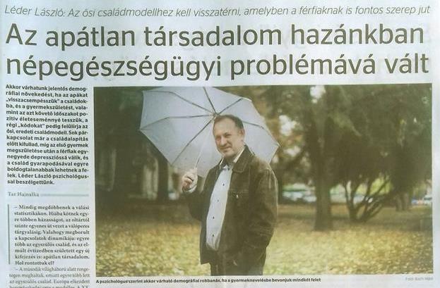 Az apátlan társadalom hazánkban népegészségügyi problémává vált Az apátlan társadalom hazánkban népegészségügyi problémává vált