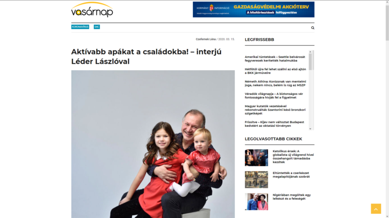 Aktívabb apákat a családokba! – interjú Léder Lászlóval Aktívabb apákat a családokba! – interjú Léder Lászlóval